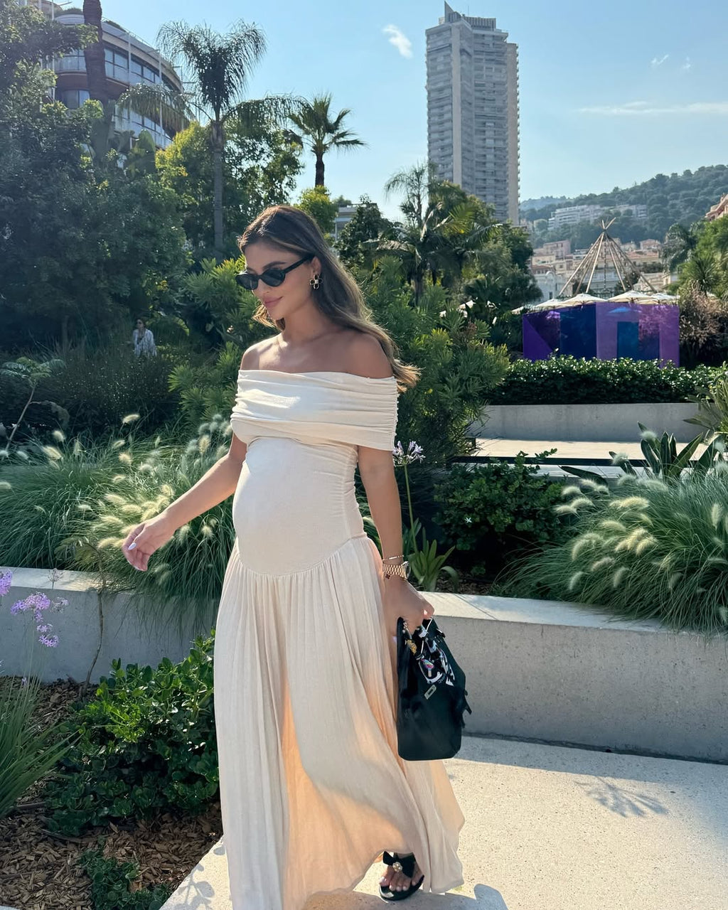 Therese – Pleated Maternity Maxi Dress