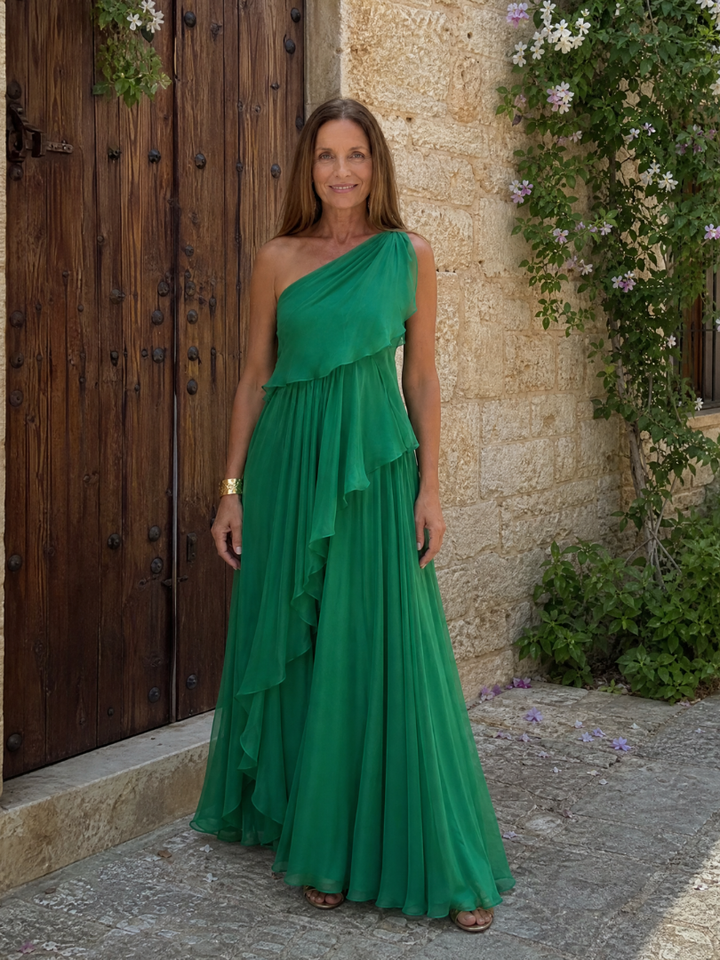 Mikha - One Shoulder Ruffle Maxi Dress