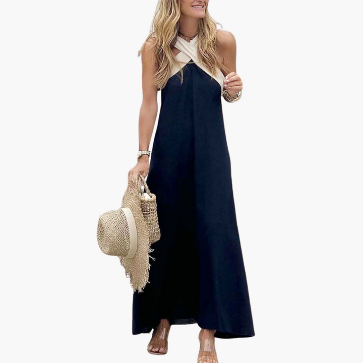Eliza | Crossover Halter Maxi Dress