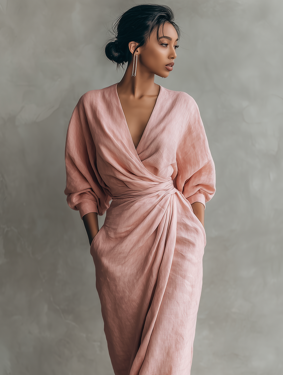 Alexandra - Pink Linen Maxi Dress