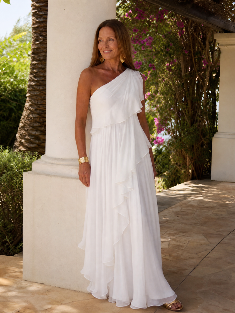 Mikha - One Shoulder Ruffle Maxi Dress