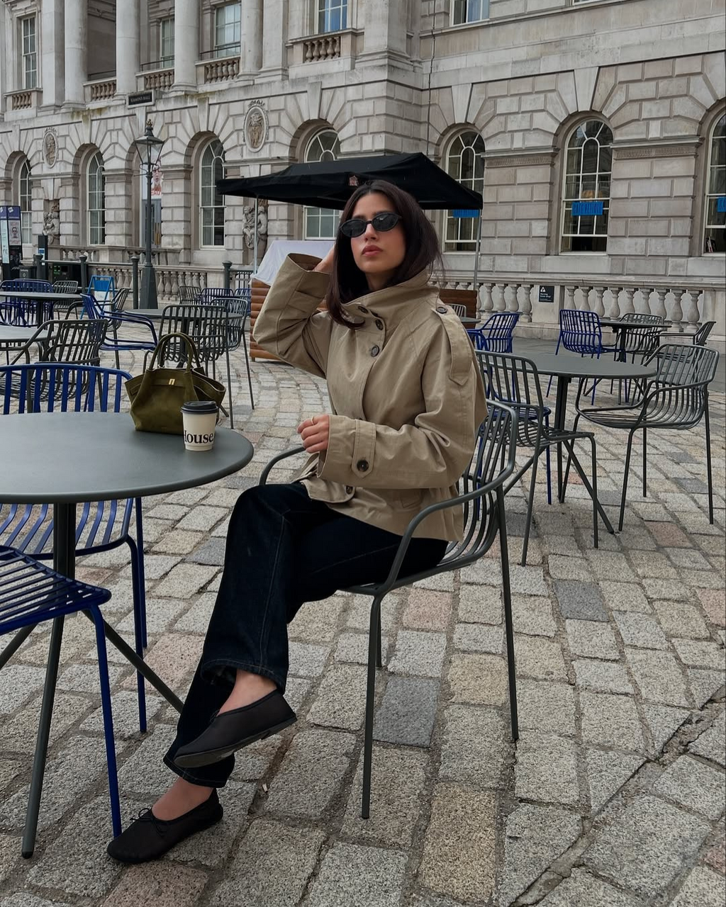 Alzea – Cropped Trench Coat with Belt