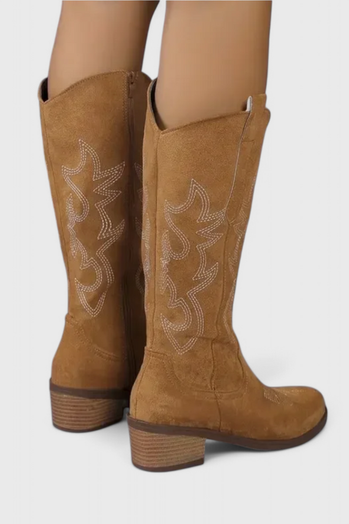Elka Suede Western Boots with Timeless Stitch Detail