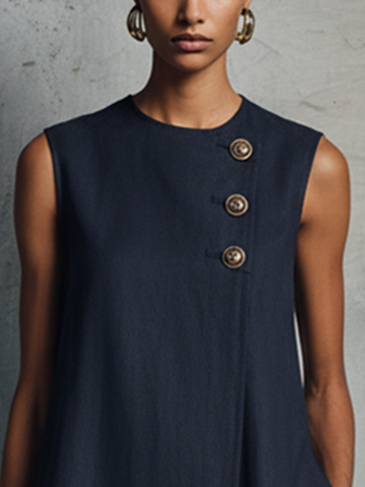 Alma - Linen Mini Button Dress