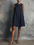 Alma - Linen Mini Button Dress