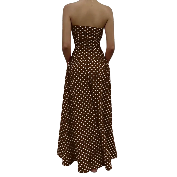 Charlote - Polka Dot Strapless Maxi Dress