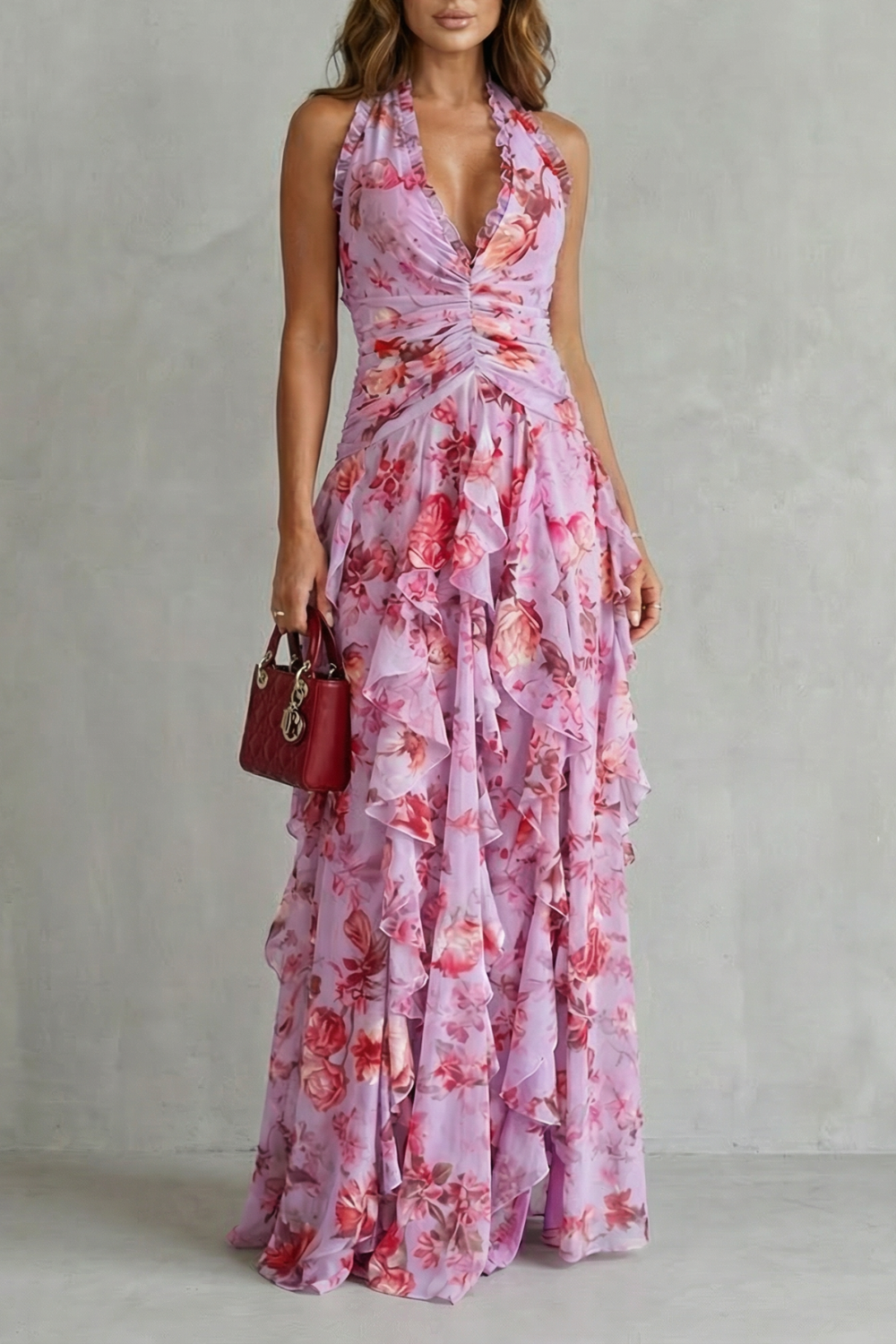 Rosalinda - Floral Halter Maxi Dress