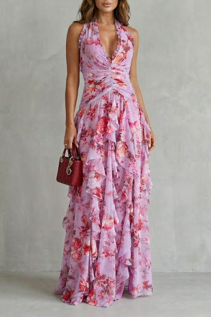 Rosalinda - Floral Halter Maxi Dress