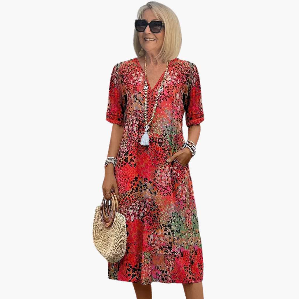 Lily | Vibrant Midi Dress with Pockets