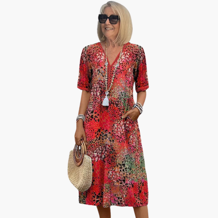 Lily | Vibrant Midi Dress with Pockets