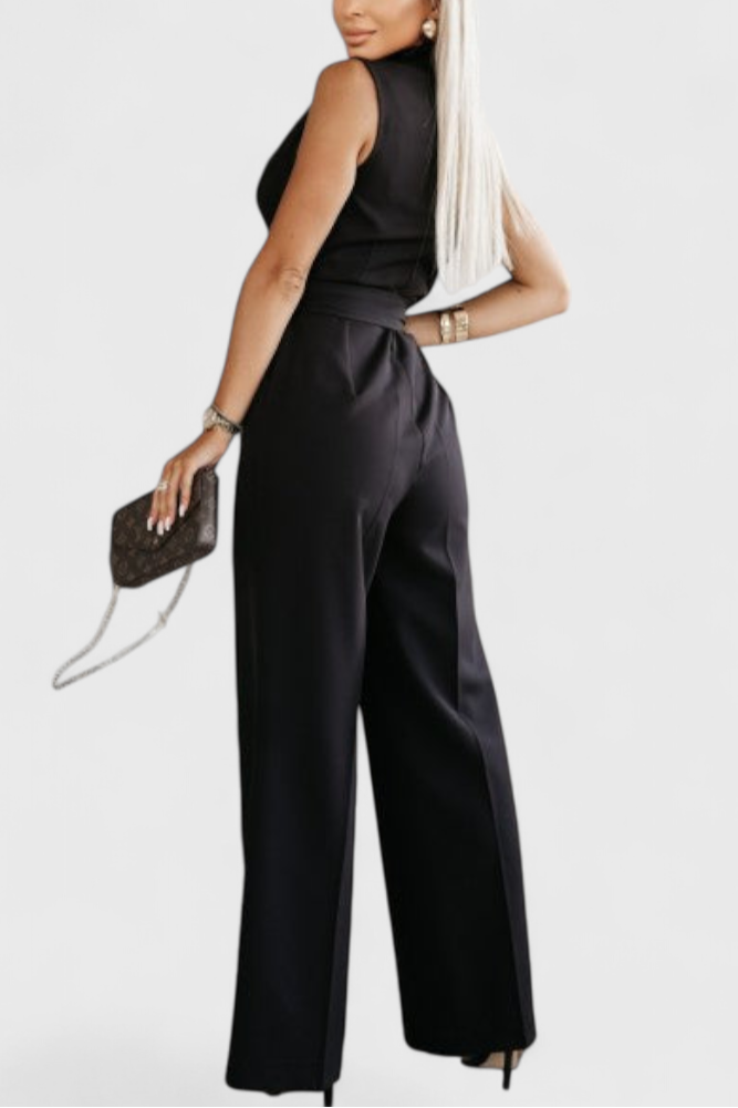 V-Neck Montserrat Jumpsuit with Knot Detail and Crossed Design