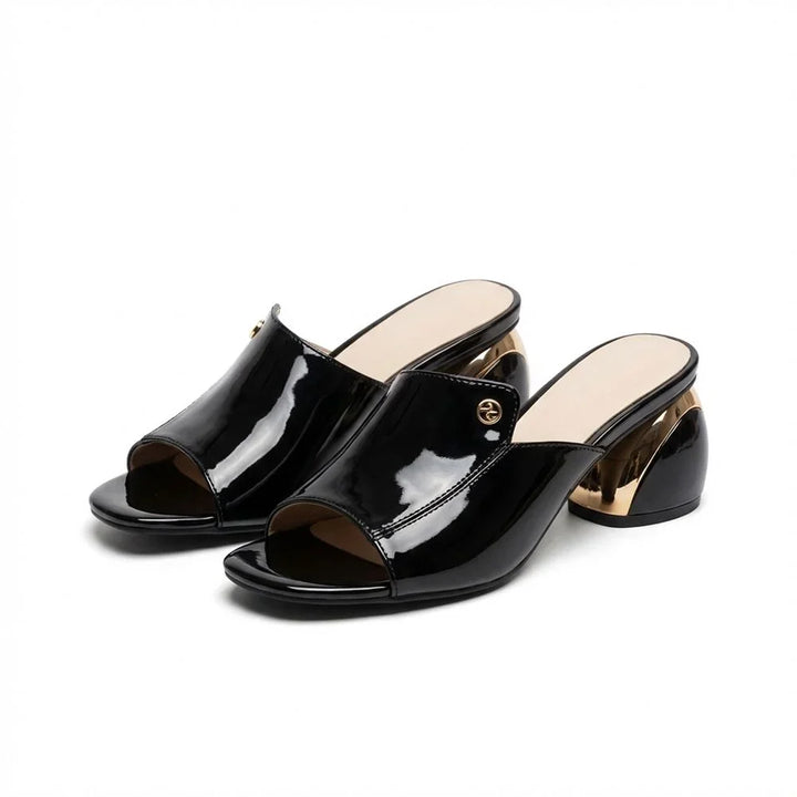 Gabriela - Glossy Leather Slide Sandals