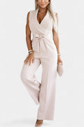 V-Neck Montserrat Jumpsuit with Knot Detail and Crossed Design
