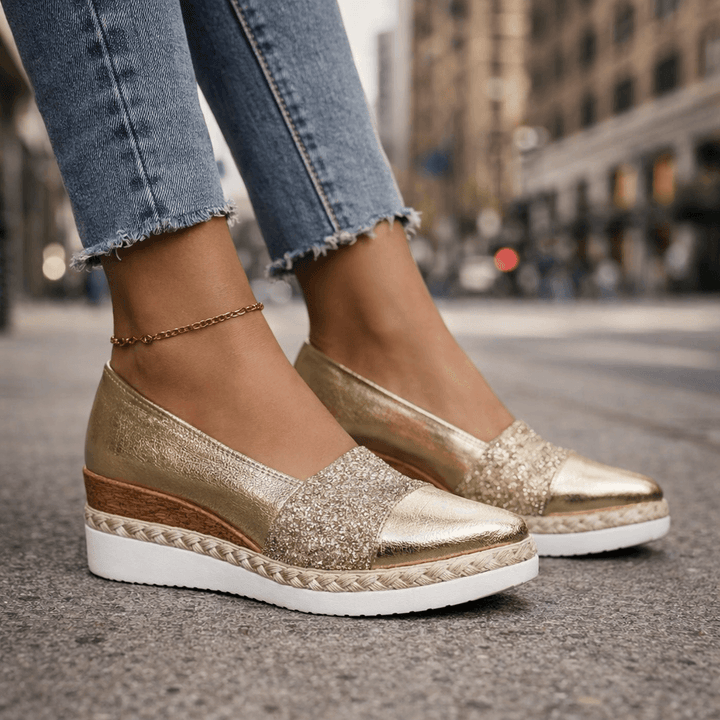 Jacky - Glitter Wedge Slip-On Sneakers
