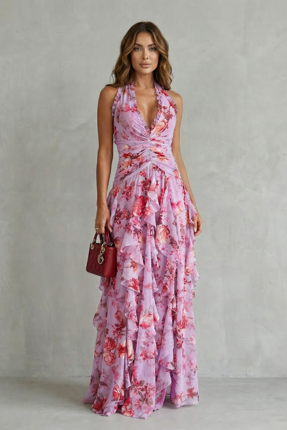 Rosalinda - Floral Halter Maxi Dress