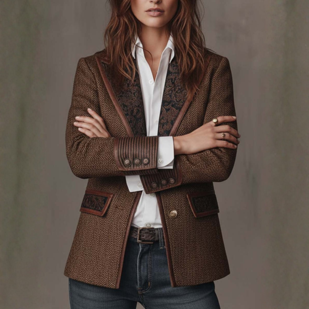 Livia | Herringbone Panel Blazer