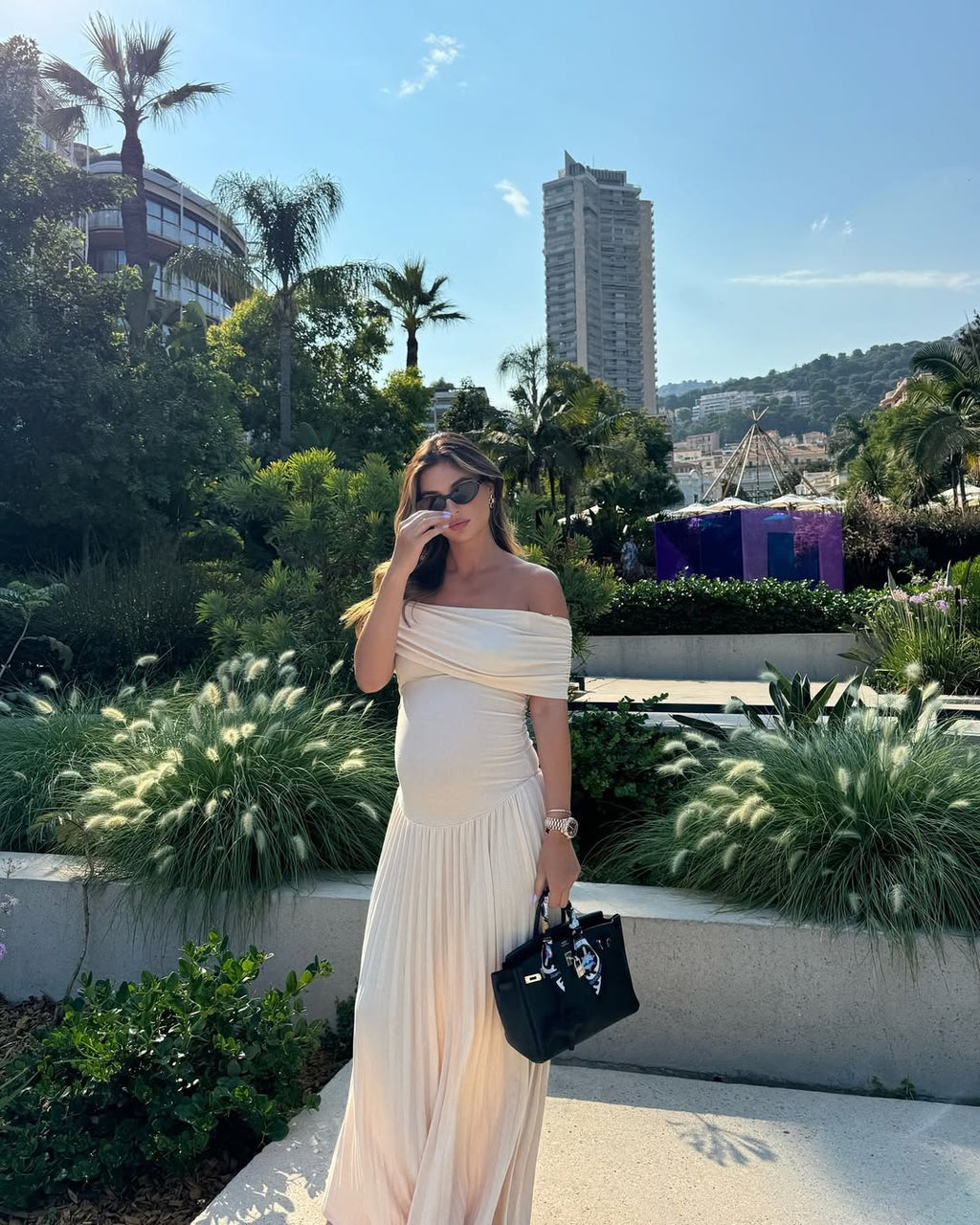 Therese – Pleated Maternity Maxi Dress
