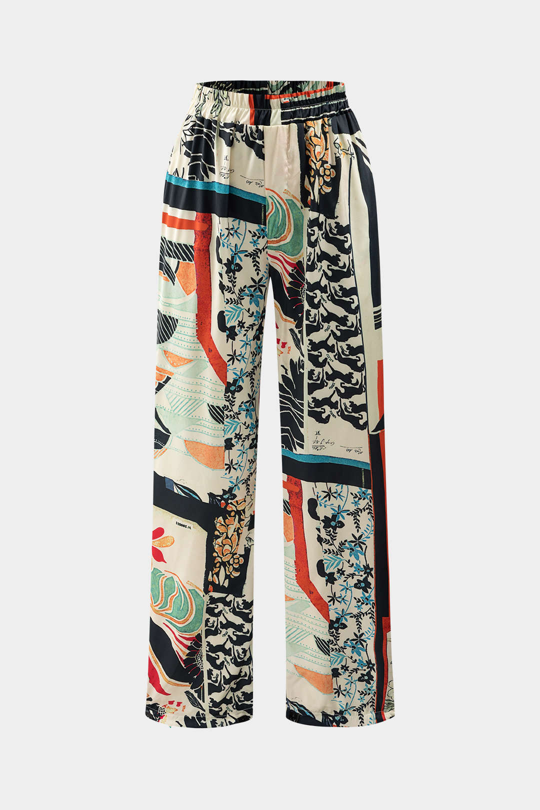 Floral Print High-Waisted Straight Leg Trousers
