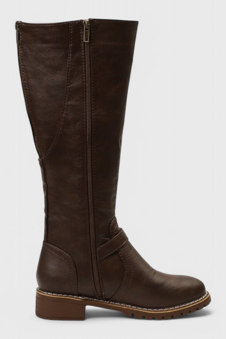 Sienna Buckled High Boots with Zipper Closure