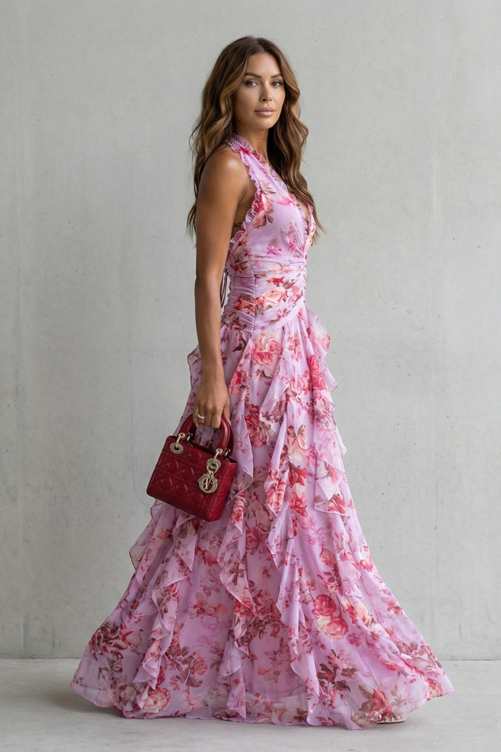 Rosalinda - Floral Halter Maxi Dress