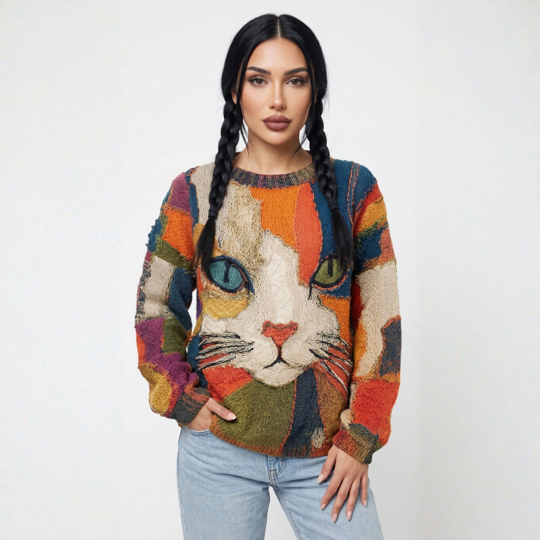Annalisa | Artistic Cat Print Sweater
