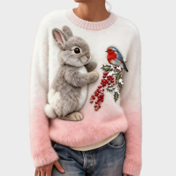 Mikkaela – Plush Christmas Jumper with Festive Rabbit