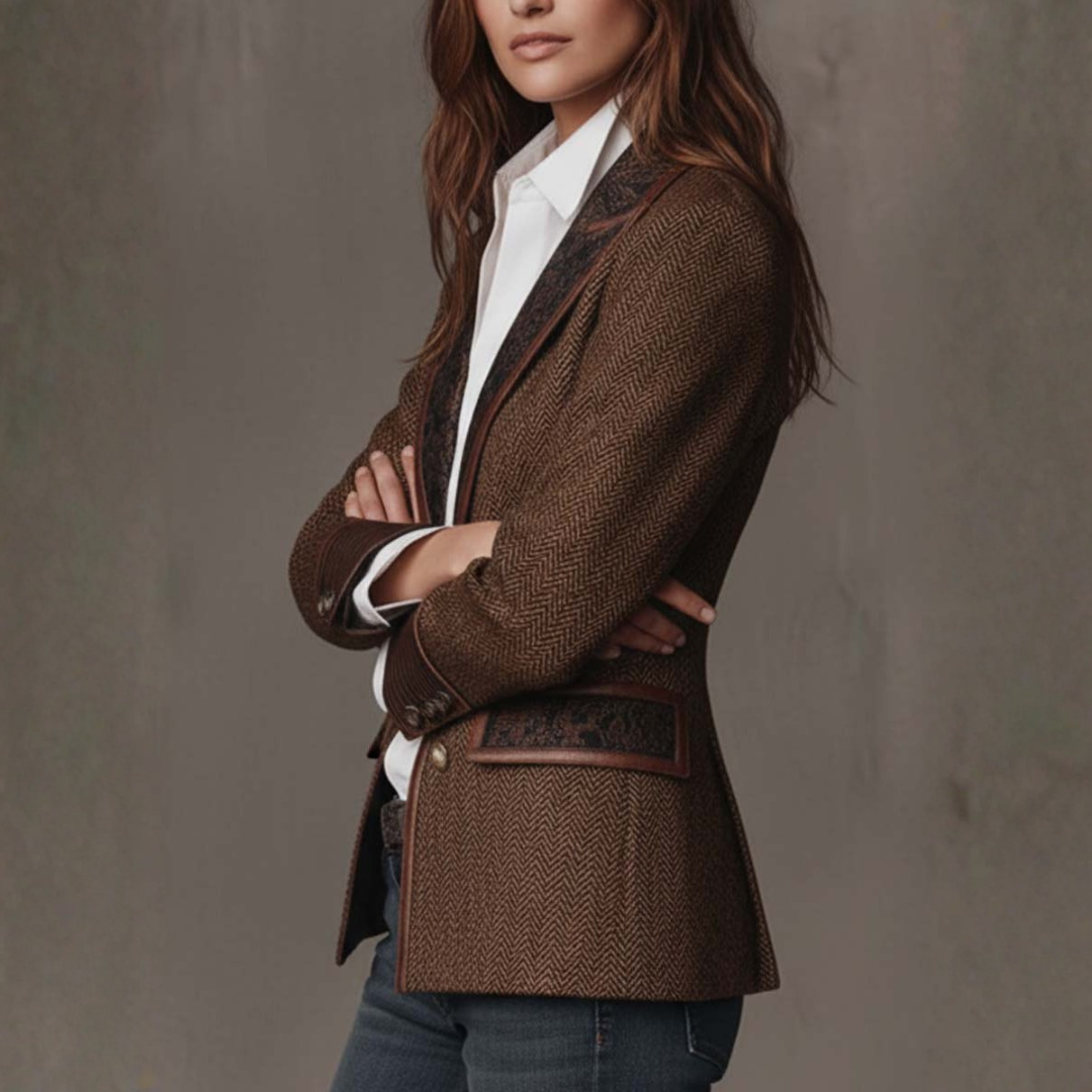 Livia | Herringbone Panel Blazer