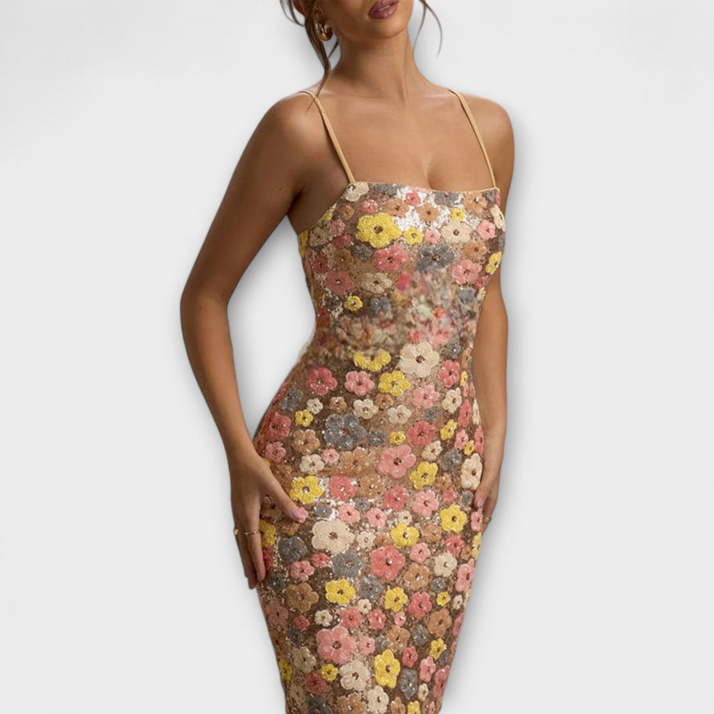 Elaira – Sequin Maxi Dress with Split Hem