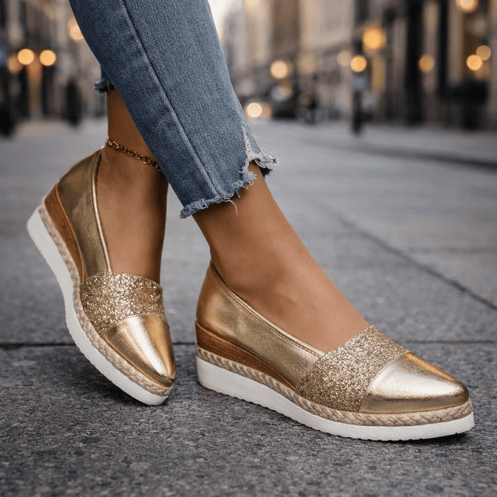 Jacky - Glitter Wedge Slip-On Sneakers