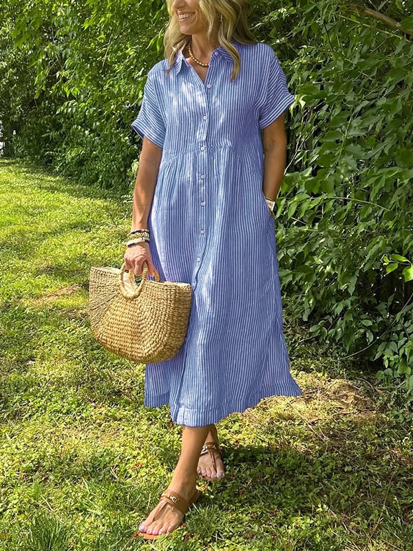 Anjie – Buttoned Cotton Maxi Dress