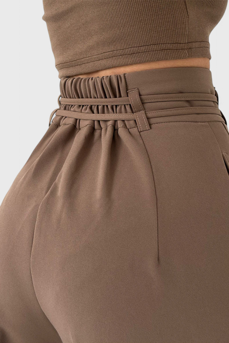 Sophie High-Waisted Wide-Leg Trousers with Cord Accents