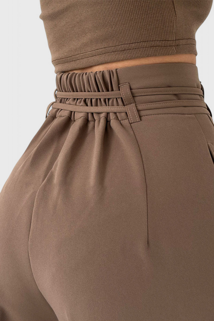 Sophie High-Waisted Wide-Leg Trousers with Cord Accents