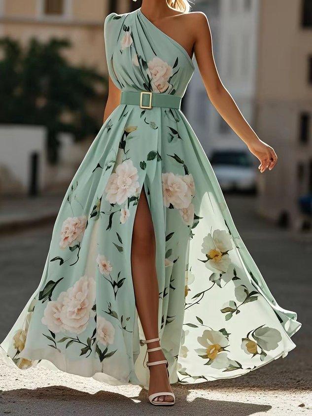 Erica - Light Green Floral Maxi Dress