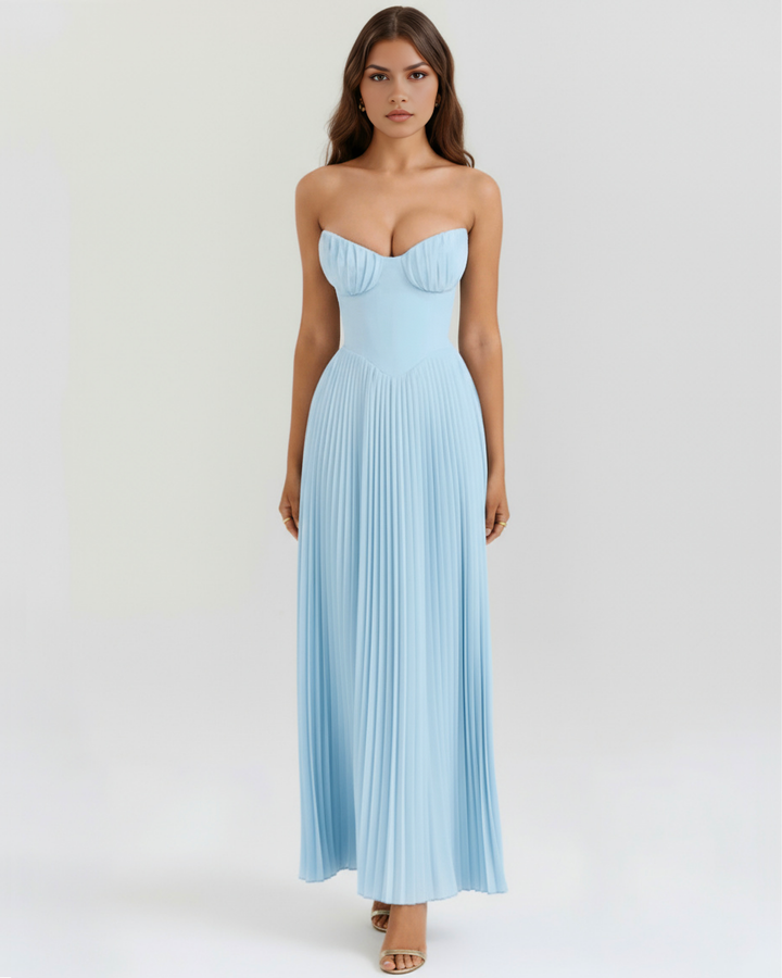 Sammie - Ocean Blue Pleated Maxi Dress