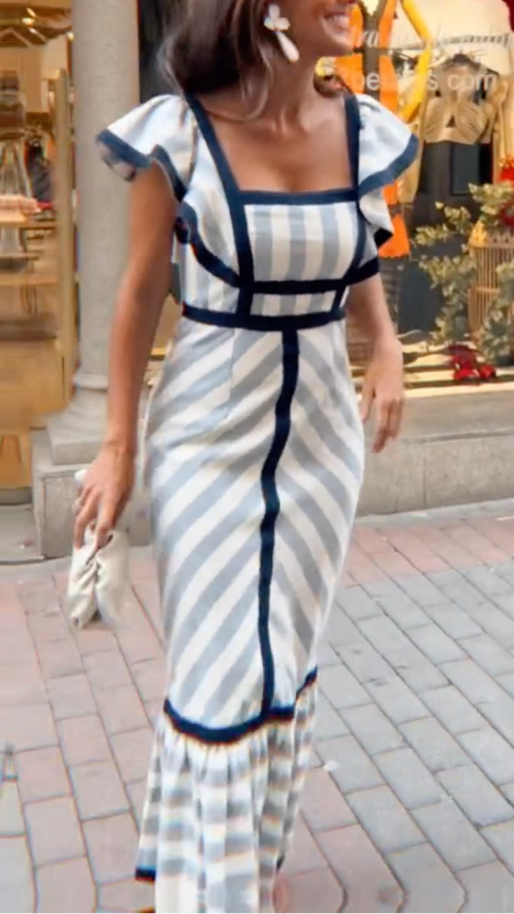 Flora - Flowing Retro Striped Maxi Dress
