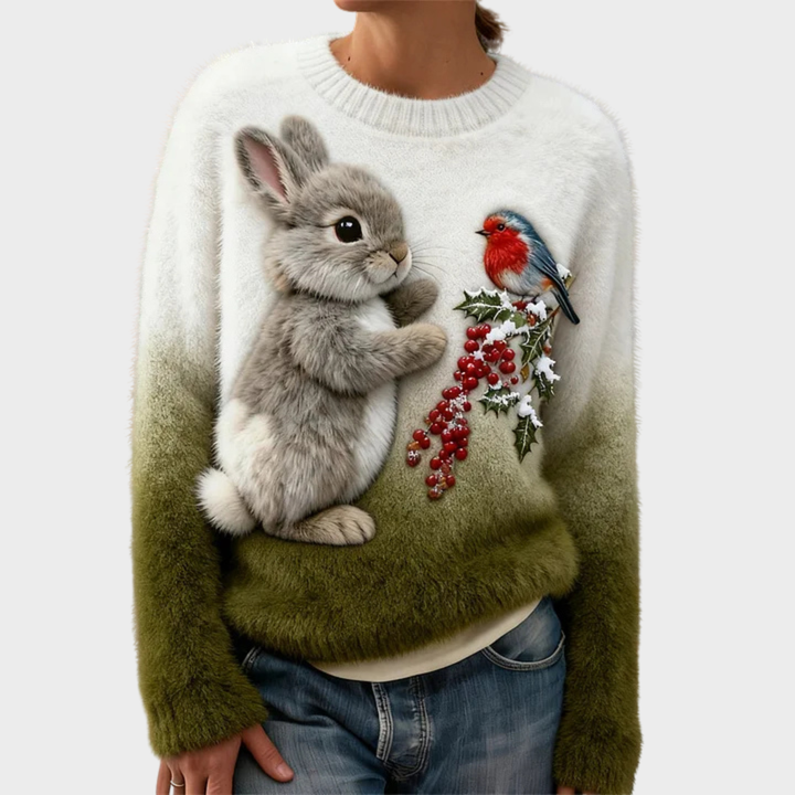 Mikkaela – Plush Christmas Jumper with Festive Rabbit