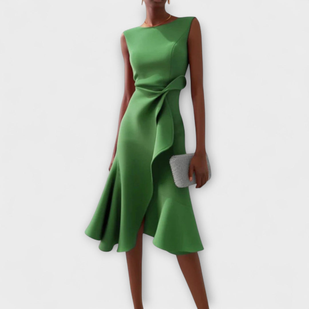 Maris – Draped Asymmetric Midi Dress