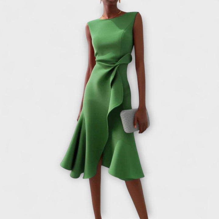 Maris – Draped Asymmetric Midi Dress