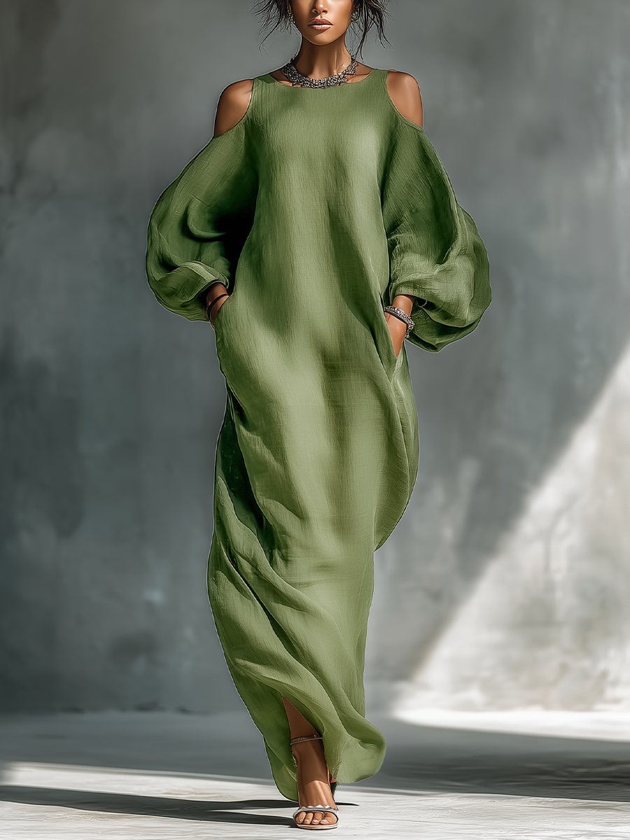 Everlyn - Flowing Cold Shoulder Maxi Dress