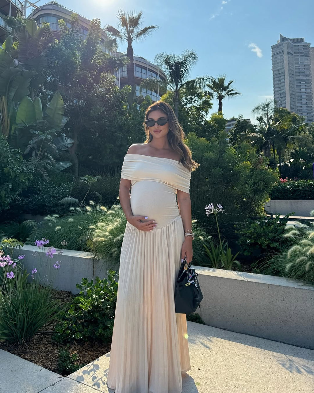 Therese – Pleated Maternity Maxi Dress