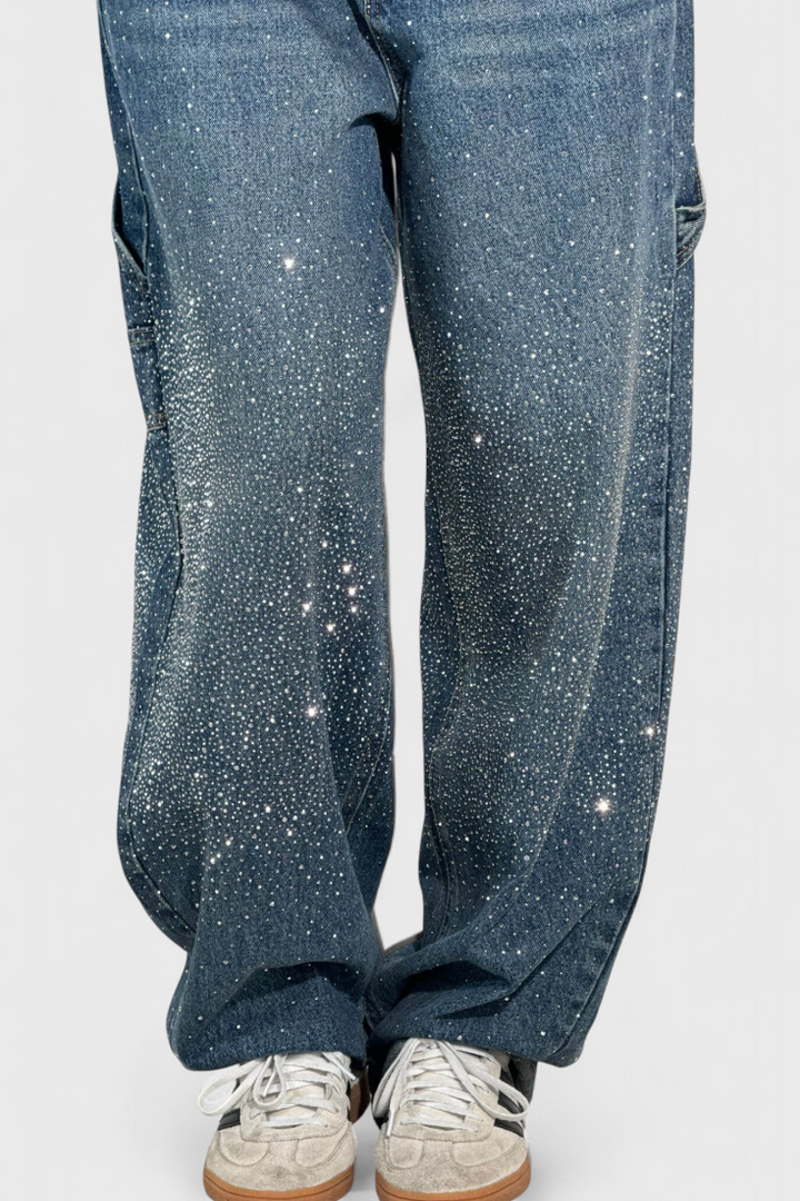 Rhinestone-Embellished Dariya Cargo Balloon Jeans