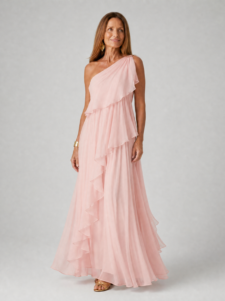 Mikha - One Shoulder Ruffle Maxi Dress