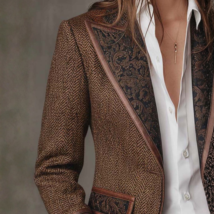 Livia | Herringbone Panel Blazer