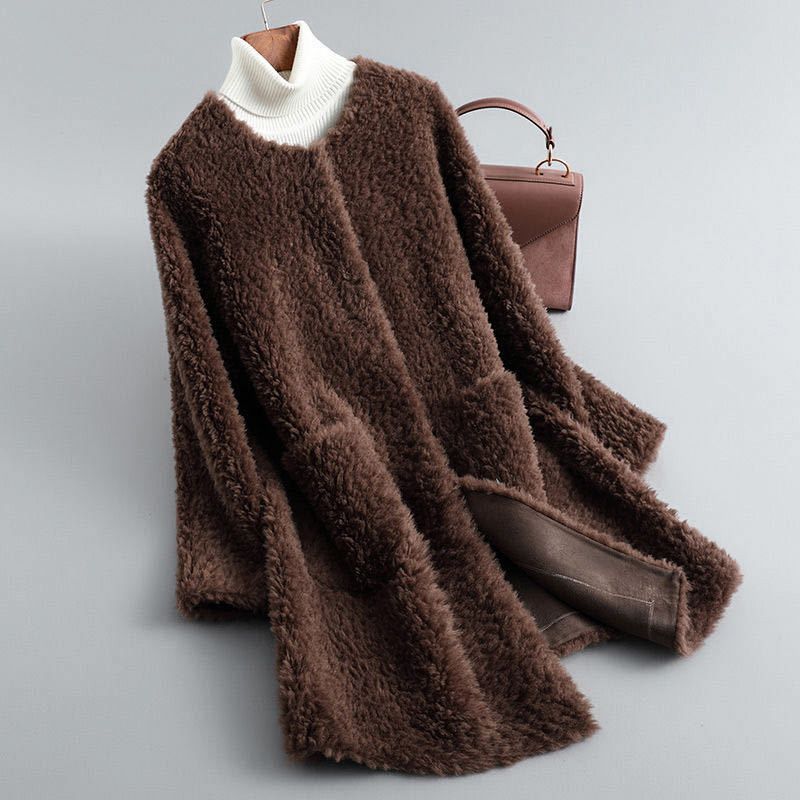 Cecille – Shearling Teddy Coat of Genuine Lambskin