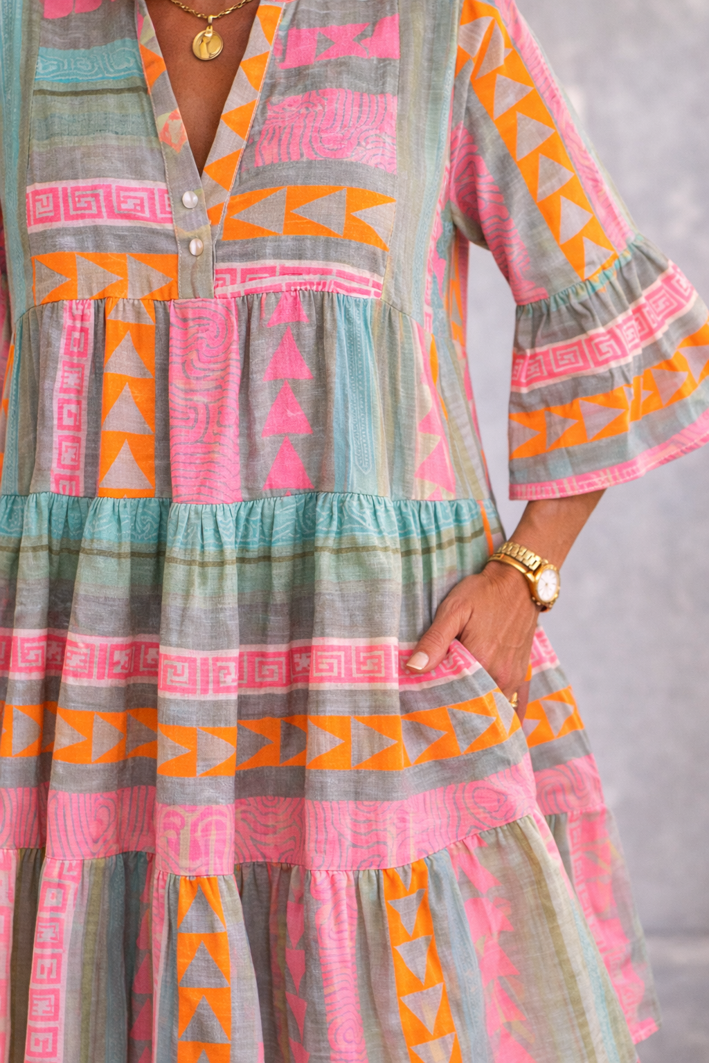 Gaile - Patterned Flowing Midi Dress