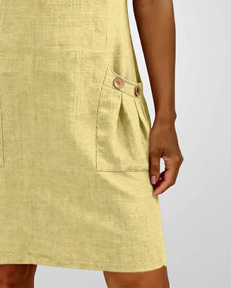 Vania - Cotton Dress with Zip Pocket