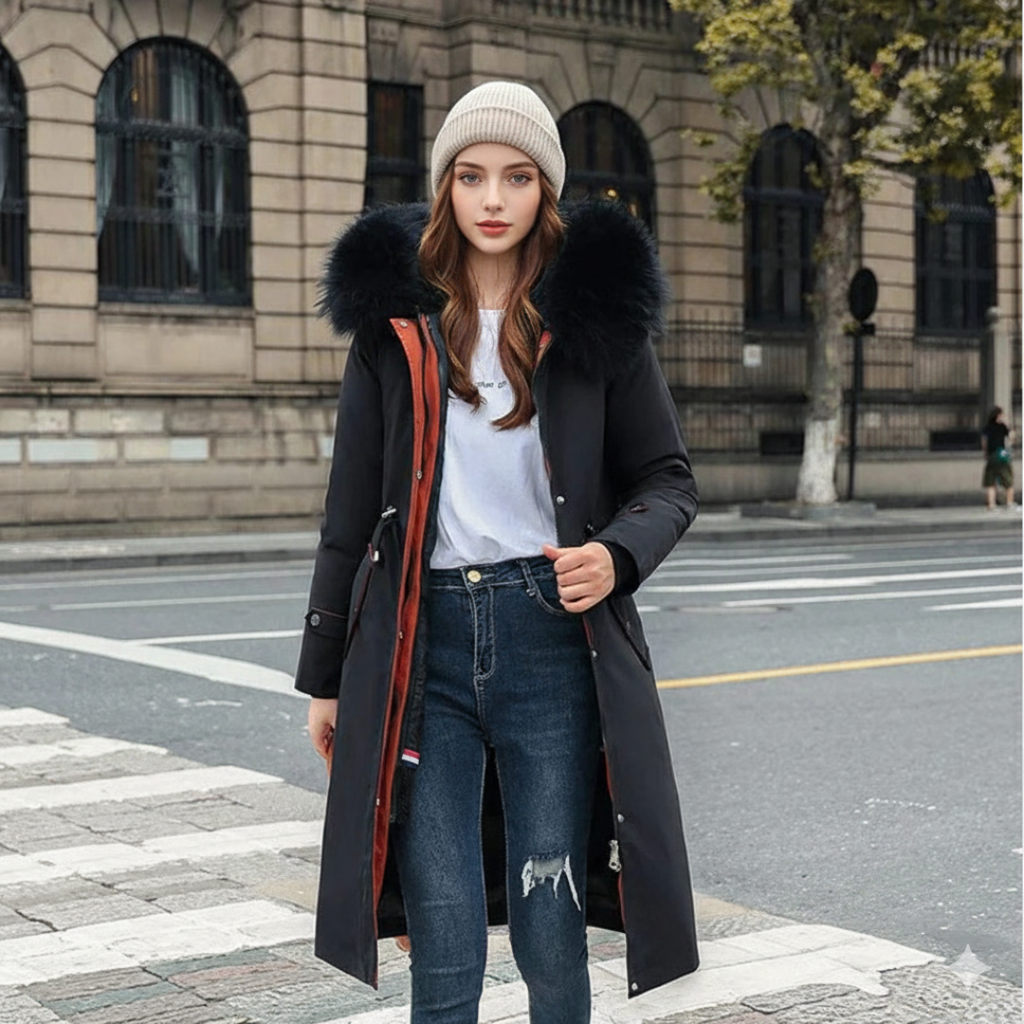 Fionna – Women's Winter Jacket with Hood and Soft Fur Collar