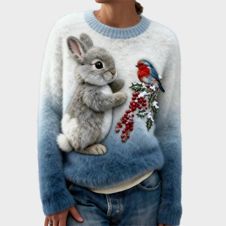 Mikkaela – Plush Christmas Jumper with Festive Rabbit