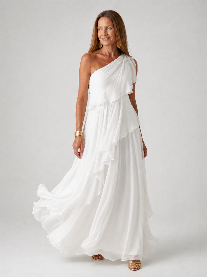 Mikha - One Shoulder Ruffle Maxi Dress