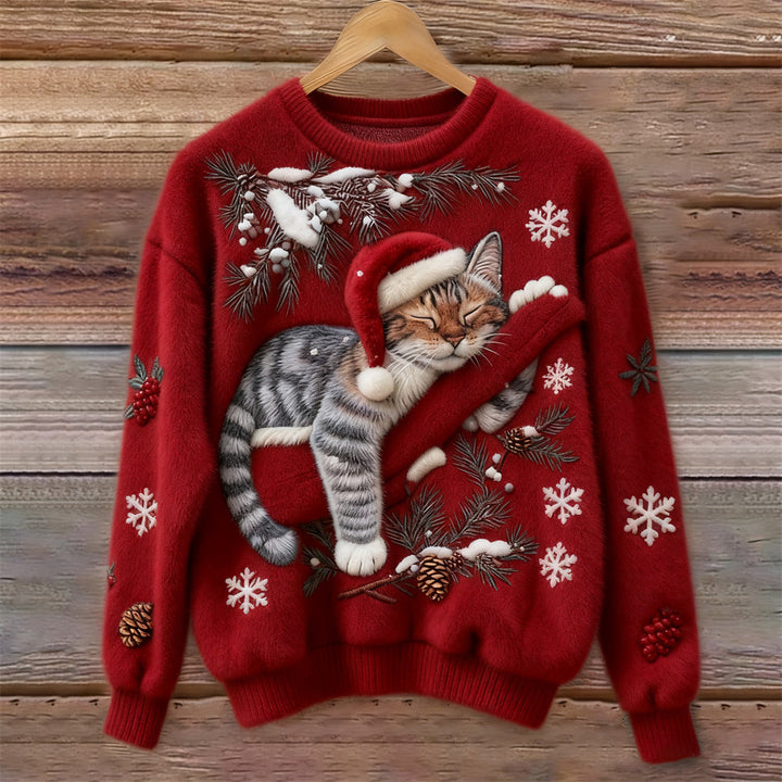 Maela – Cozy Christmas Sweater with Kitten